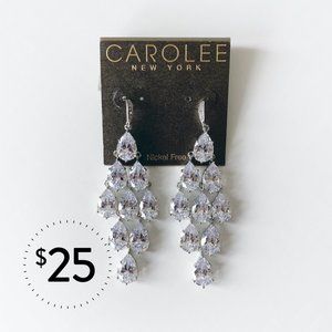 NWT Carolee Silver Crystal Chandelier Earrings